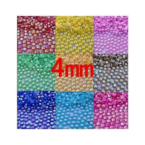 Free Shipping 4mm 5000pcs AB Colors, ABS Half Round Imitation Pearl,Pearls round for crafts, DIY Crafts Nail Art Decoration