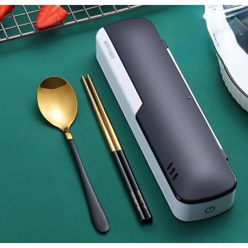 Household stainless steel chopsticks spoon disinfection tableware storage box single person portable takeout lunch box