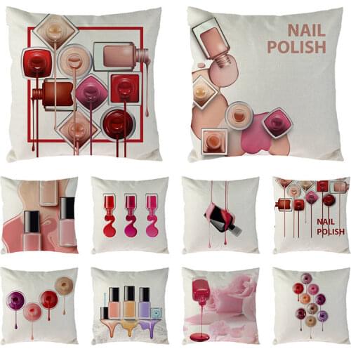 New Cosmetics Perfume Bottles Nail polish Lipsticks Pillow Cover Linen Cotton Decorative Pillow Cushion Cover Throw Pillows 1570