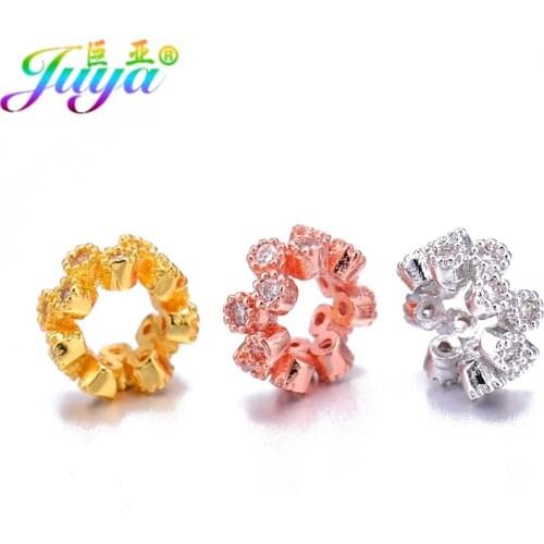 Beading Jewelry Findings Gold/Rose Gold Flower Charm Spacer Beads Accessories For Women Beadwork Jewelry Making