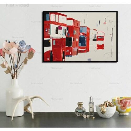 Hd Printed Canvas Paintings Classical Red Buses Pictures and Posters Wall Art Home Decor Modern Bedroom Decoration Posters