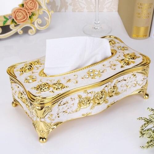 [HHT]European Large High-end Zinc Alloy Tissue Box Table Ornaments Livingroom Home Decoration Car Hotel KTV Napkin Storage Boxes