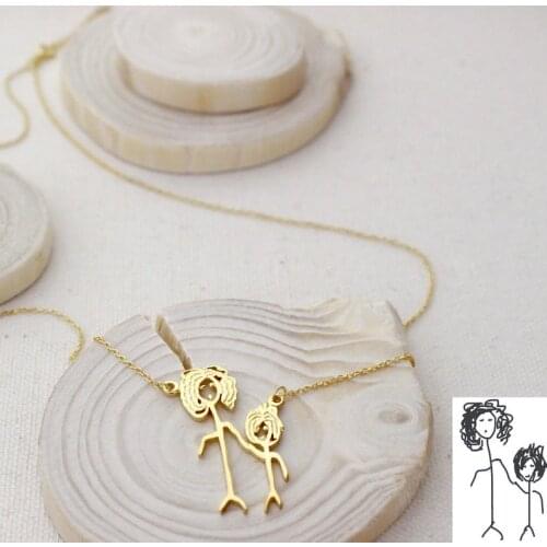 Customized Childrens Drawing KeyChain Necklace Kids Art Child Artwork Personalized Necklace Custom Name Jewelry Christmas GIFT