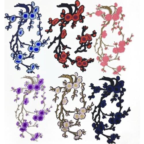 Exquisite Plum Patch Embroidery Hot Melt Adhesive Stickers DIY Clothing Patch Stickers Sewing Ladies Dress Applique Accessories