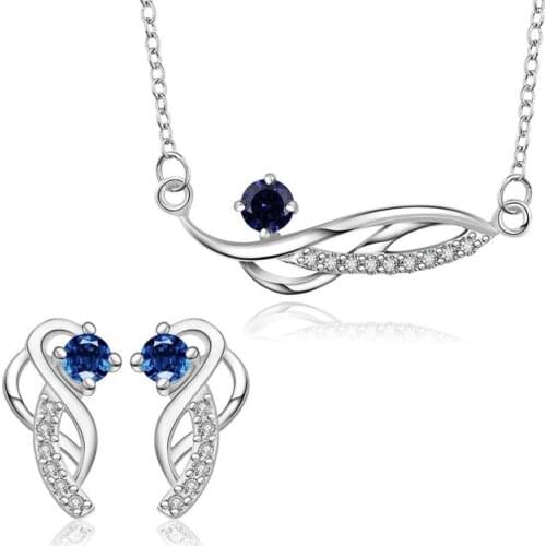 Sets sterling-silver-jewelry Jewelry Sets Silver Blue Zircon Sets Womens Trendy Jewelry Wholesale Free Shipping gytr LS699