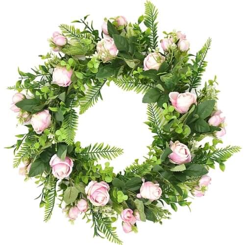 Inch/45cm Flower Wreath Rose Round Garland Home Decor Decorative Wreaths