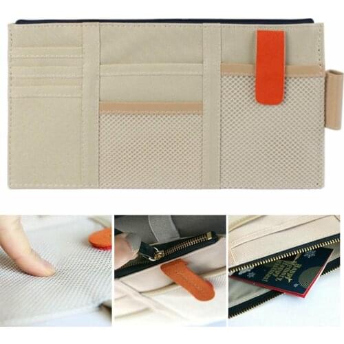 Storage Case Pen Bill Space Saving Visor Organizer Zipper Note Auto Interior Car Mobile Decoration Phone Grid Document O5S5
