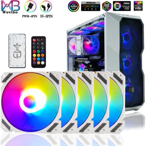 120mm RGB Case Fan Cooler Computer Cooling Fans Big D-Type 4PIN Colorful LED Lamp Radiator Heatsink Auto RGB Ventila