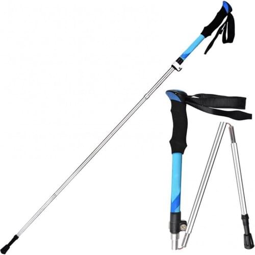 Lightweight 5 Sections Trekking Pole Anti-slip Aluminum Alloy Folding Hiking Trekking Pole Walking Stick Snowboarding Ski Poles