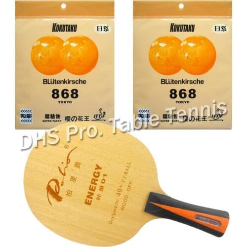 Palio ENERGY 01 Blade with 2x KOKUTAKU BLutenkirsche 868 Tokyo Rubbers Long Shakehand FL