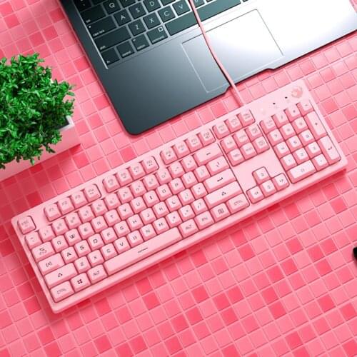Girly Pink Gaming Keyboard Mechanical Wired USB Interface Keyboard 4800DPI for Gamers PC Desktop Laptops104-Key