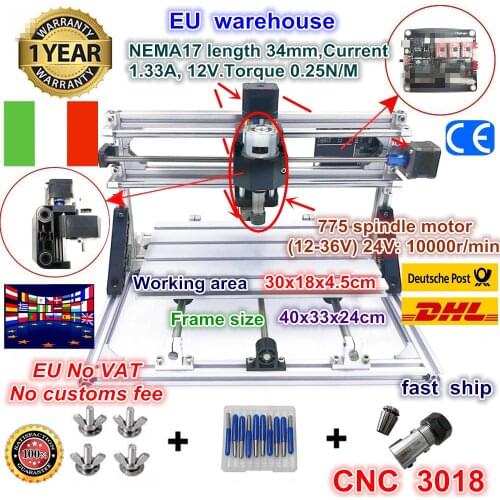 UKR DIY mini CNC router machine CNC 3018 GRBL control working area 300x180x45mm 3 Axis Pcb Milling machine CNC Wood Router