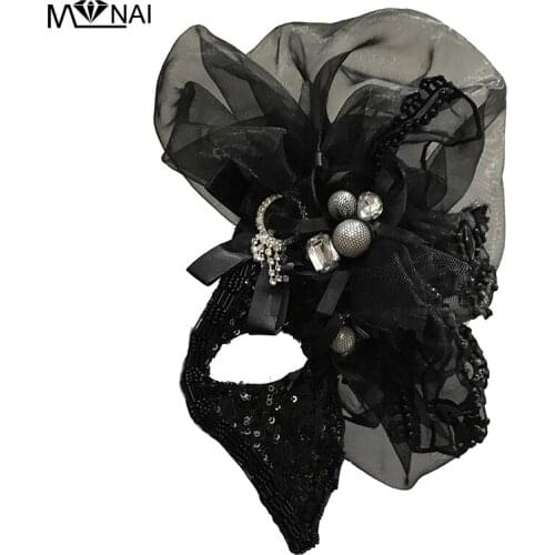Fashion Black Venetian Masquerade Mask Eye Halloween Party Lace Fancy Dress Handmade Vintage Masks