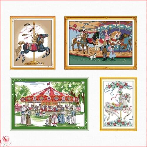 Joy Sunday Swing Series Cross Stitch Kit DIY Pattern Embroidery Kit 11CT 14CT Needlework Sets Sewing Kit Home Decoration Crafts