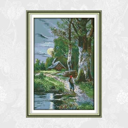 Joy sunday Sunset Counted Printed Canvas 14ct 11ct Cross-stitch Needlework Embroidery Sets DIY handmade Cross Stitch Kits