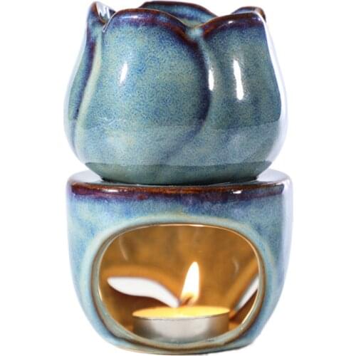 2020 New Tulips Shape Ceramic Incense Burner Aromatherapy Oil Stove Candle Oven Indoor Fragrance Tools Decorations