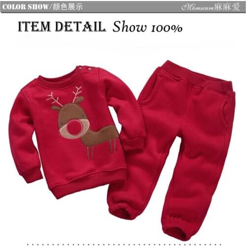 Autumn Winter Boys Girls Clothes Sets Sports Suits Children Warm Clothing Kids Cartoon Jacket Pants Long-Sleeved Christmas Suit