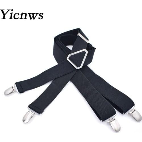 Yienws Bretelles Pour Homme Black Suspenders for Men X Back Large Size Braces Suspenders for Tall and Fat 3.5*120cm YiA014