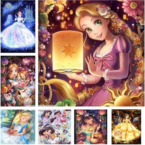 Disney Full Square Round Diamond Painting 5d Mosaic Art Painting Cartoon Fairy Tale Princess Alice In Wonderland Cross Stitch