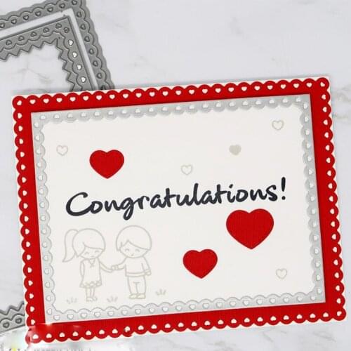 Rectangle Frame with Heart Stars Metal Cutting Dies Silver Stencil For Scrapbooking Abulm Photo Paper Card Craft Decoration