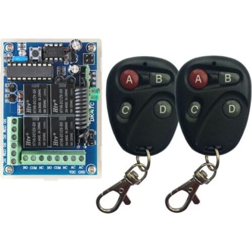 12V 24V DC 10A Relay Wireless Remote Control Switch Receiver Transmitter Learning 433Mhz Normally Open/Closed Door Access LED