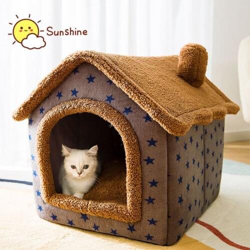 Pet Supplies Foldable Deep Sleep Pet Cat House Indoor Winter Warm Cozy Cat Bed for Small Dog Cat Kitten Teddy Comfortable Kennel