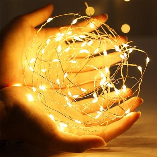 1M/2M/3M/5M Copper Silver Wire LED String Fairy lights For Wedding Christmas Garland Festival Party Home Decoration lamp LED