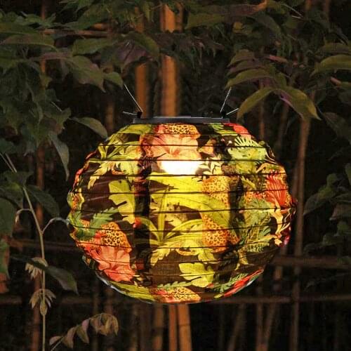 20cm Lampion Solar LED Chinese Lantern Light Outdoor Waterproof Print Hanging Lamp Chinese Lampion for Weddings Baby Shower