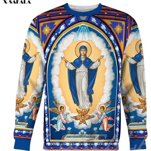 Assumption of Mary Jesus 3D Printed Loose Sweatshirt Hoodie Harajuku Man Female Outwear Pullover Jersey Tops Hoody Streetwear