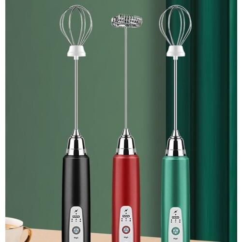ABZS Milk Coffee Frother Handheld USB Rechargeable 3 Speeds Electric Milk Frother Blender Mixer for Coffee Egg Whisk