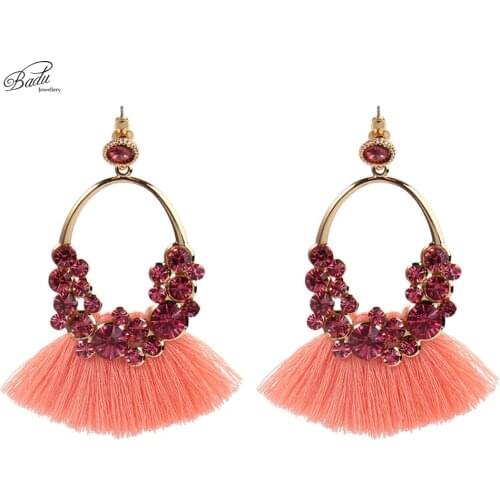 Badu Bohemian Tassel Earring for Women 4 Colors Ethnic Baroque Long Fringed Dangle Earrings Fashion Jewelry Christmas Gift