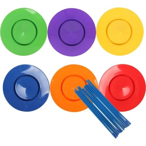 Juggling Spinning Plate Stick Set Clown Juggle Kids Balancing Trick 6x