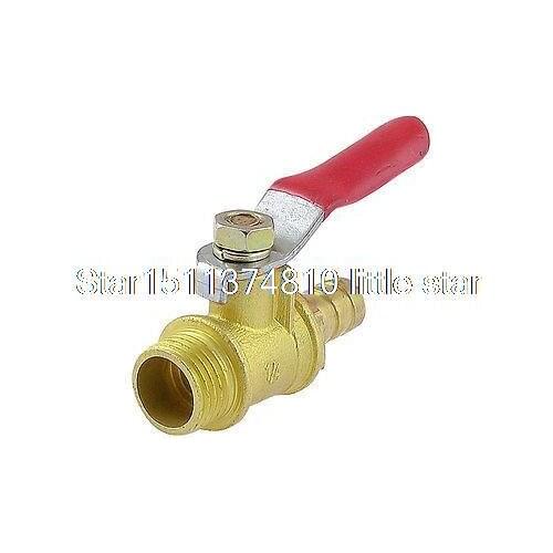 1/4"PT Male Thread to 8mm Barb Hose Lever Handle Brass Ball Valve