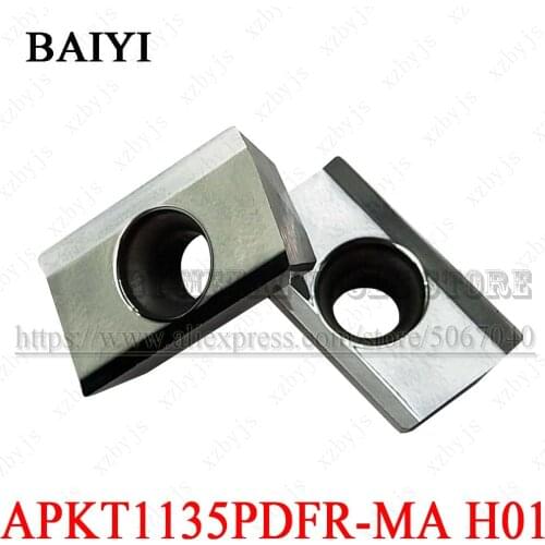 10pcs APKT1135PDFR-MA H01 R0.8 aluminum carbide milling inserts CNC lathe turning tools APKT 1135 for aluminum Lathe Tools