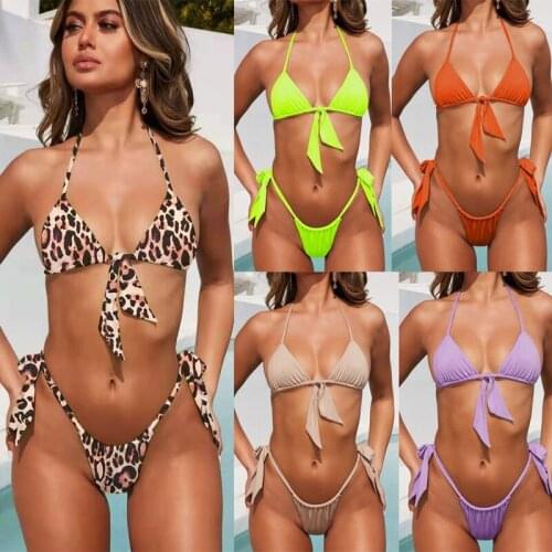 2021 New Fashion Ladies Solid Color Triangle Bag Simple Split Swimsuit Swimsuit Beachwear Bikini