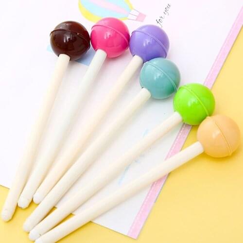 24Pc Cute Funny Lollipop Sugar Gel Pens Cool Kawaii Stationery Writing Blue Ballpoint Rollerball Back to School Kids Stuff Thing