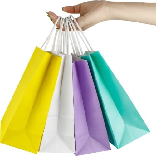 5PCS Customize Paper Bags Gift Bags Packaging Shopper Business Candy Present Kraft Paper Bronzing Wedding Birthday Party Tote