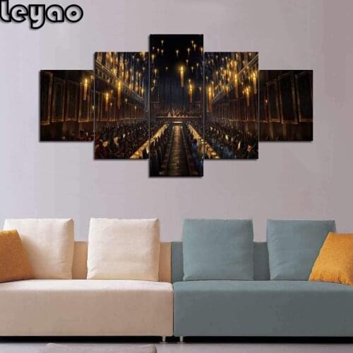 5D Square/Round Diamond Embroidery Magic school Diamond Mosaic sale Multi-Picture DIY Diamond Painting Cross Stitch 5 pieces