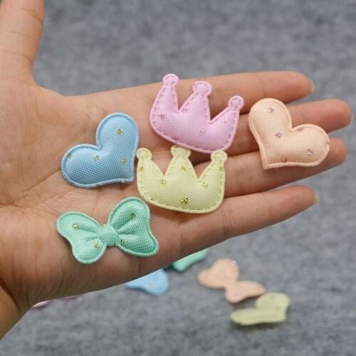 60pcs/lot Mesh fabric Bowknot Padded Appliques for DIY handmade childrens hair accessories, gift decoration accessories