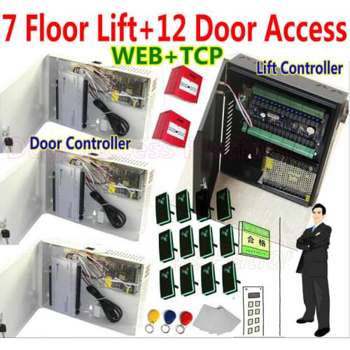 7 Floors Elevator/Lift Controller+12 Doors Access Controller system, Intelligent building control solution Web+IP interface kit