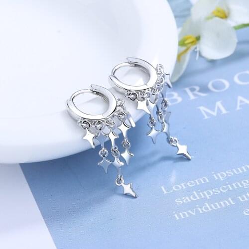 925 Sterling Silver Tassel Long Cross Charm Drop Earring For Women Girls Wedding Party Punk Jewelry eh1048