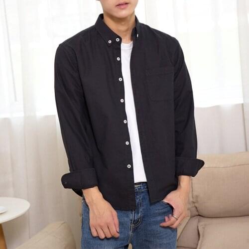 MRMT 2021 Brand New Autumn Mens Shirts Long Sleeved Lapel Pure Color Shirt for Male Cotton Casual Fashion Tops Shirt