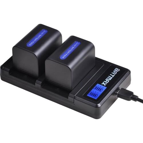 2Pcs 3000mAh NP-FH70 NP FH70 Battery + LCD Dual USB Charger for Sony NP-FH30 NP-FH40 NP-FH60 NP-FH50 NP-FH70 HDR-XR Series