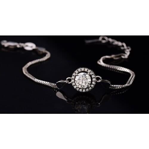 Inbeaut Missanite Bracelet 925 Silver Excellent Cut 1 Carat D Color Pass Diamond Test Moissanites Beads Hand Chain for Teen Girl