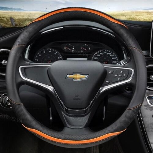 For Chevrolet Orlando Colorado Malibu Cruz Car Styling Carbon Fiber Leather Steering Wheel Cover Interior Accessories