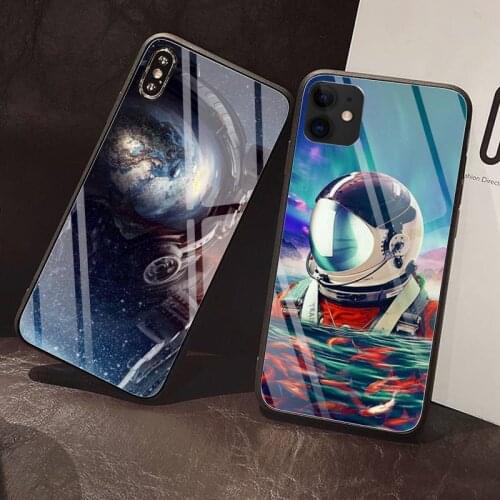 Space astronaut Phone Case Tempered Glass For iPhone 12 Pro Max Mini 11 Pro XR XS MAX 8 X 7 6S 6 Plus SE 2020 case