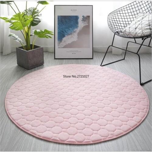 Pure Color Coral Velvet Round Carpet Basket Chair Cushion Tent Cushion Bedroom Living Room Carpet Childrens Play Mat