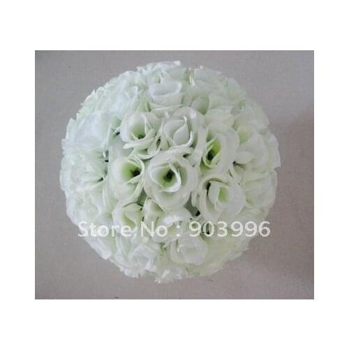 Ivory rose ball wedding plastic inner decoration wedding flower ball-30cm kissing ball