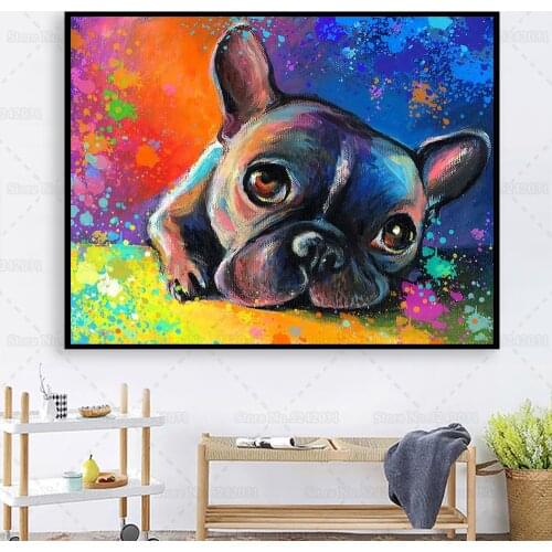 Colorful French Bulldog 5D Diamond Painting Bouledogue Bulldog Frances Diamond Embroidery Cross Stitch for Home Decoration