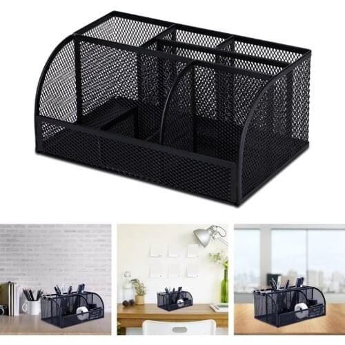 P15D Pencil Holder Metal Basket Pen Container Countertop Mesh Desk Organizer for Home School Office